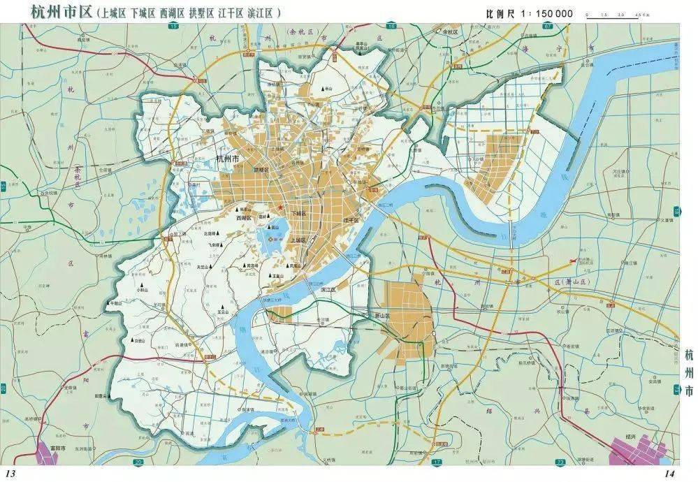上世纪90年代的杭州市区地图