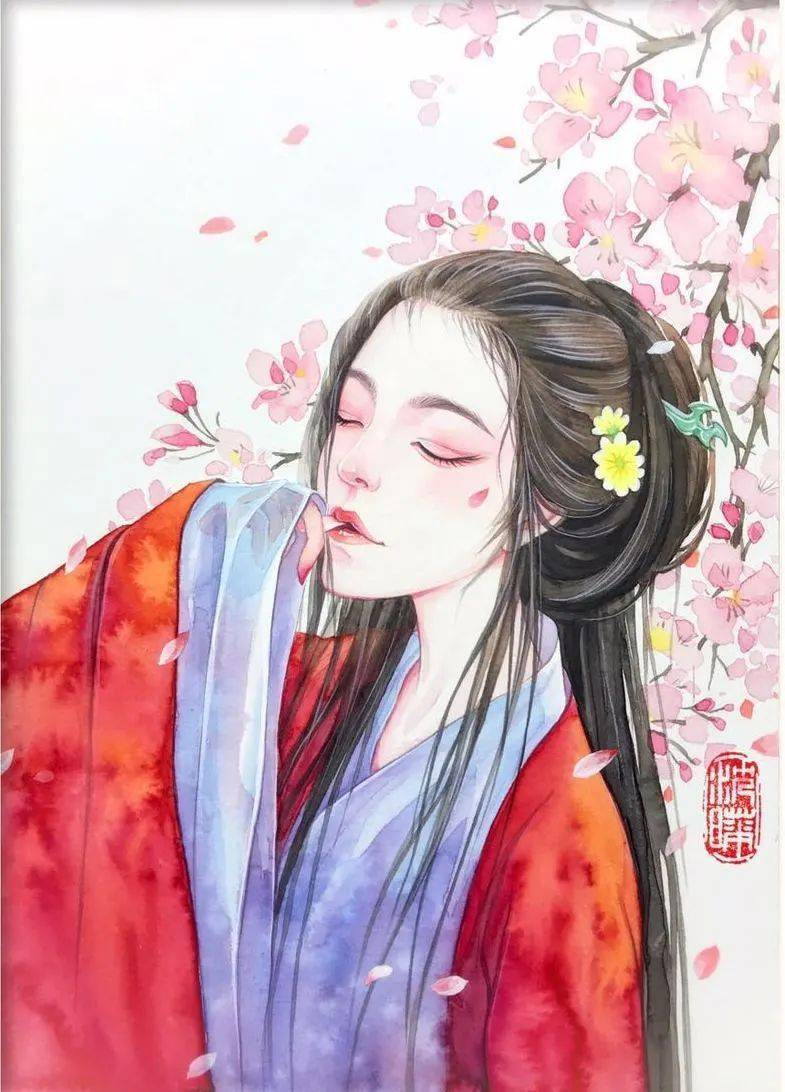 融化了10万粉丝的心,她笔下的古风梦幻水彩人物,也太温柔了!