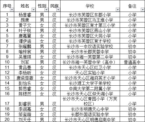 荣誉名单公示!宁乡这些孩子上榜(名单)