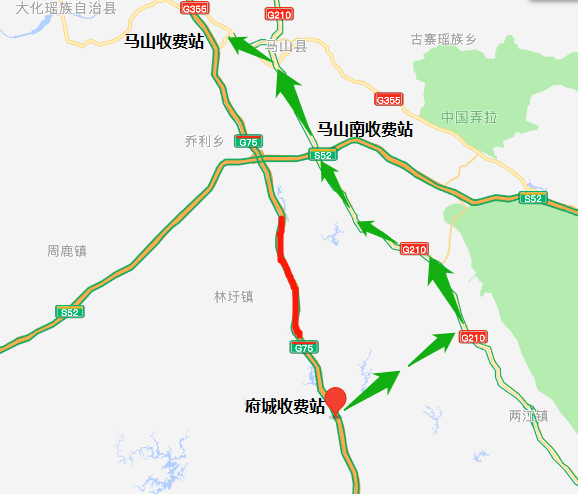 进城:从马山南收费站或者马山收费站下高速→210国道→从府城收费站