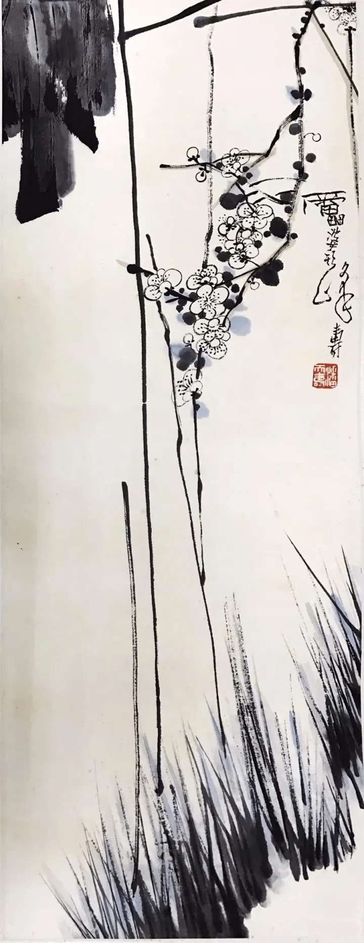 潘天寿写梅:纵横交错,韵味十足_梅花
