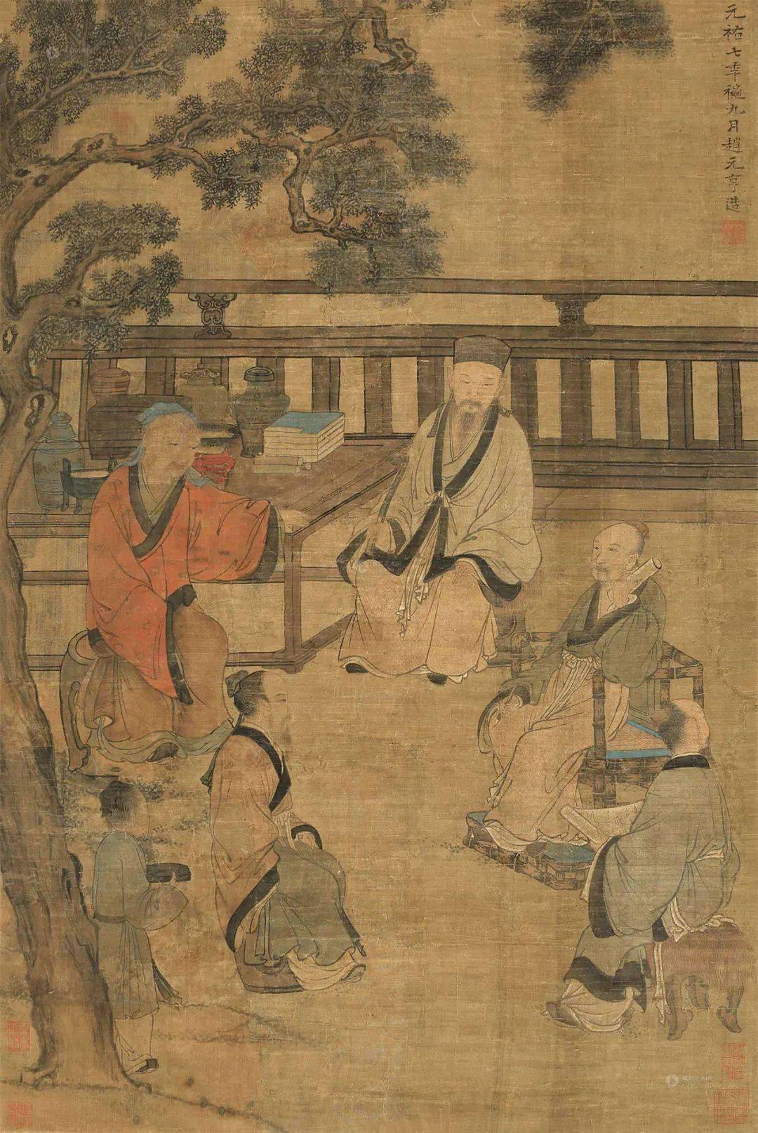 [北宋]高元亨《高贤读书图,绢本设色,88×58cm.私人藏品.
