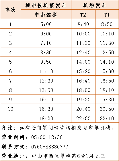 提醒白云机场城市候机楼部分机场大巴班车时间调整