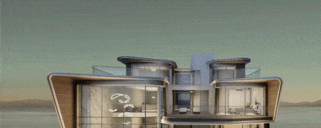 别墅大面积的玻璃幕墙,采用了与比尔盖茨在日本的水岸豪宅同样的矩阵