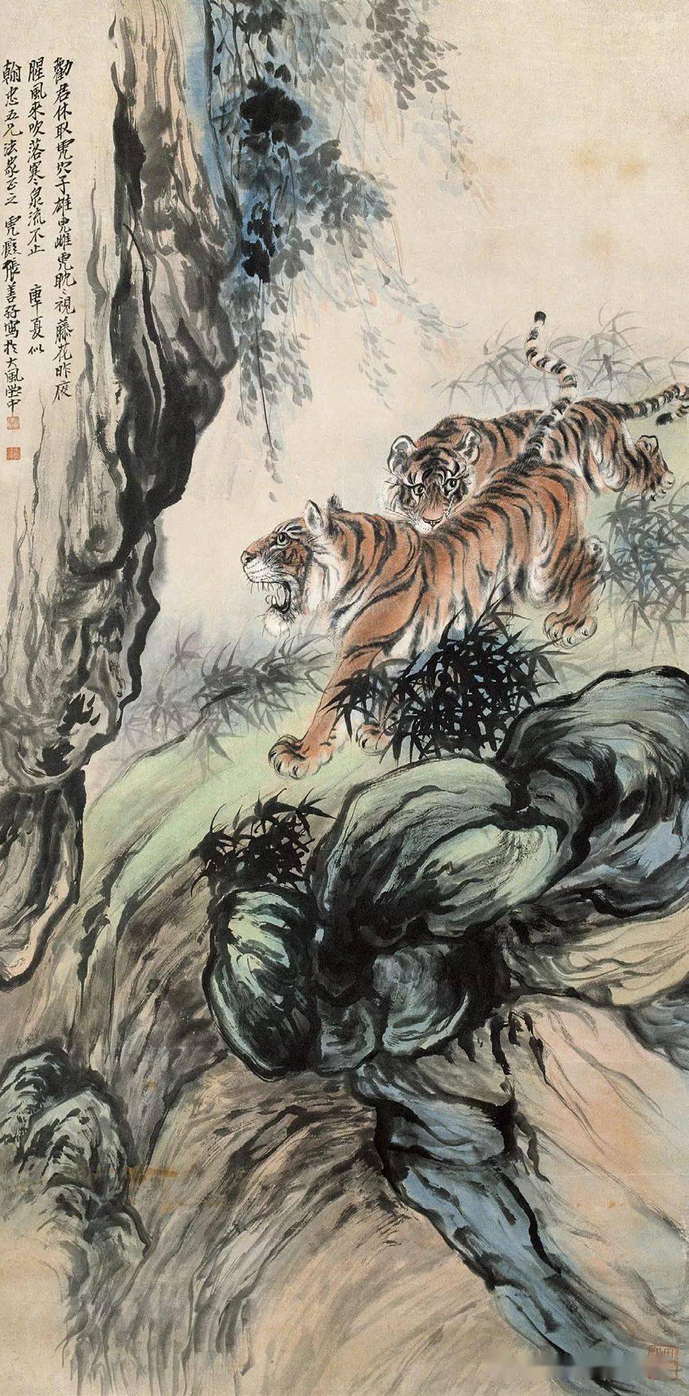 张善孖:中国画虎第一人,张大千为他立誓不画虎!(100副