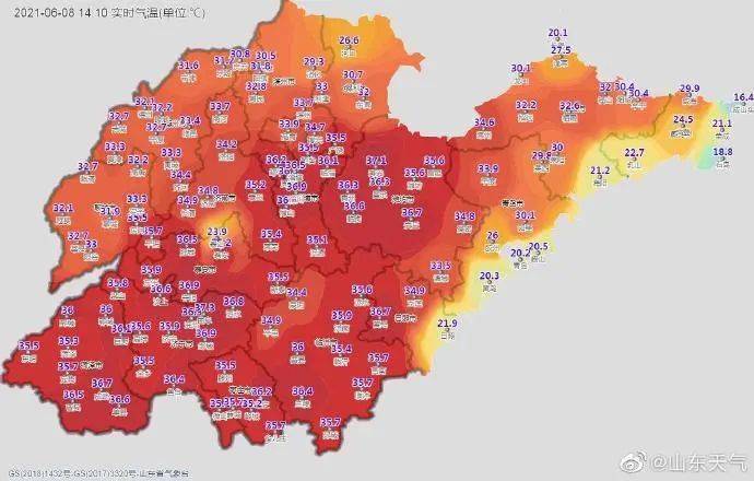 10日白天, 降雨范围较大, 半岛东部地区局部有中雨, 鲁西北和鲁中地区