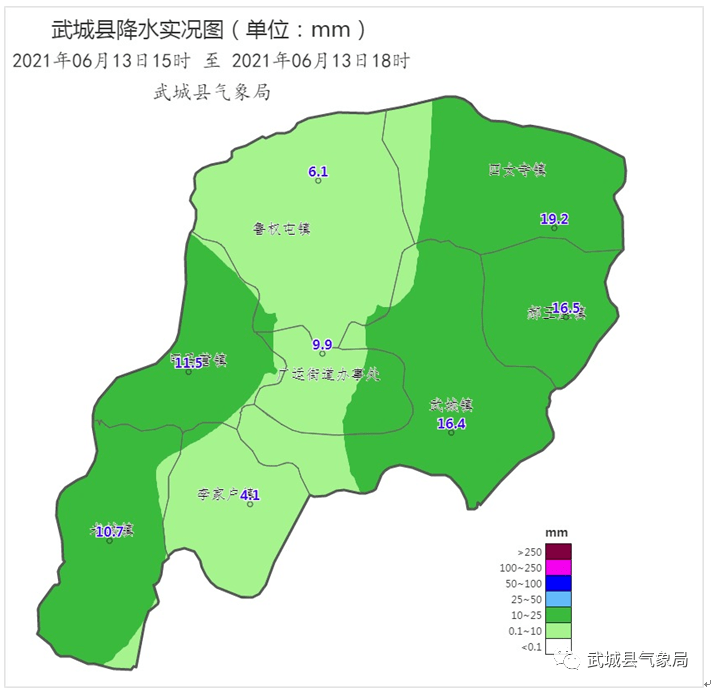 降水快讯  受高空槽影响,6月13日15时至18时我县出现阵雨天气,降水量