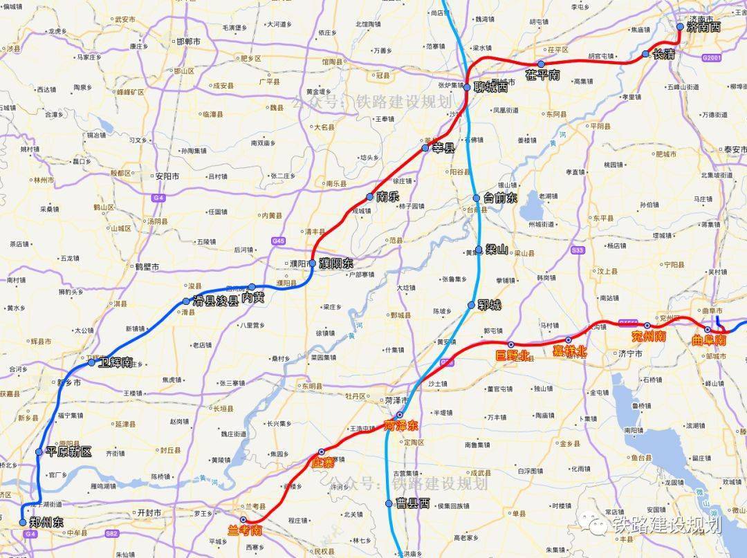 郑济高铁线路方案示意图▼