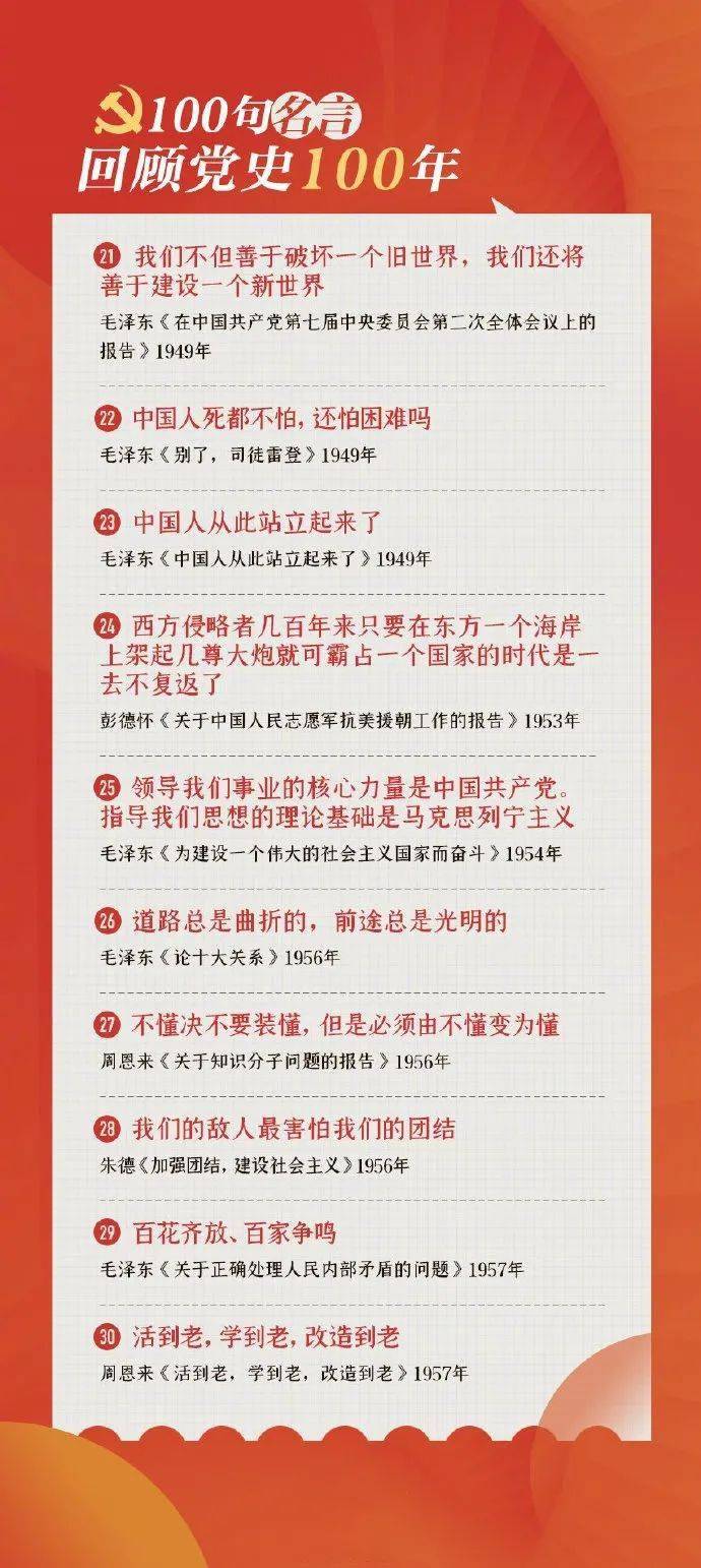 转发收藏!100句名言回顾党史100年