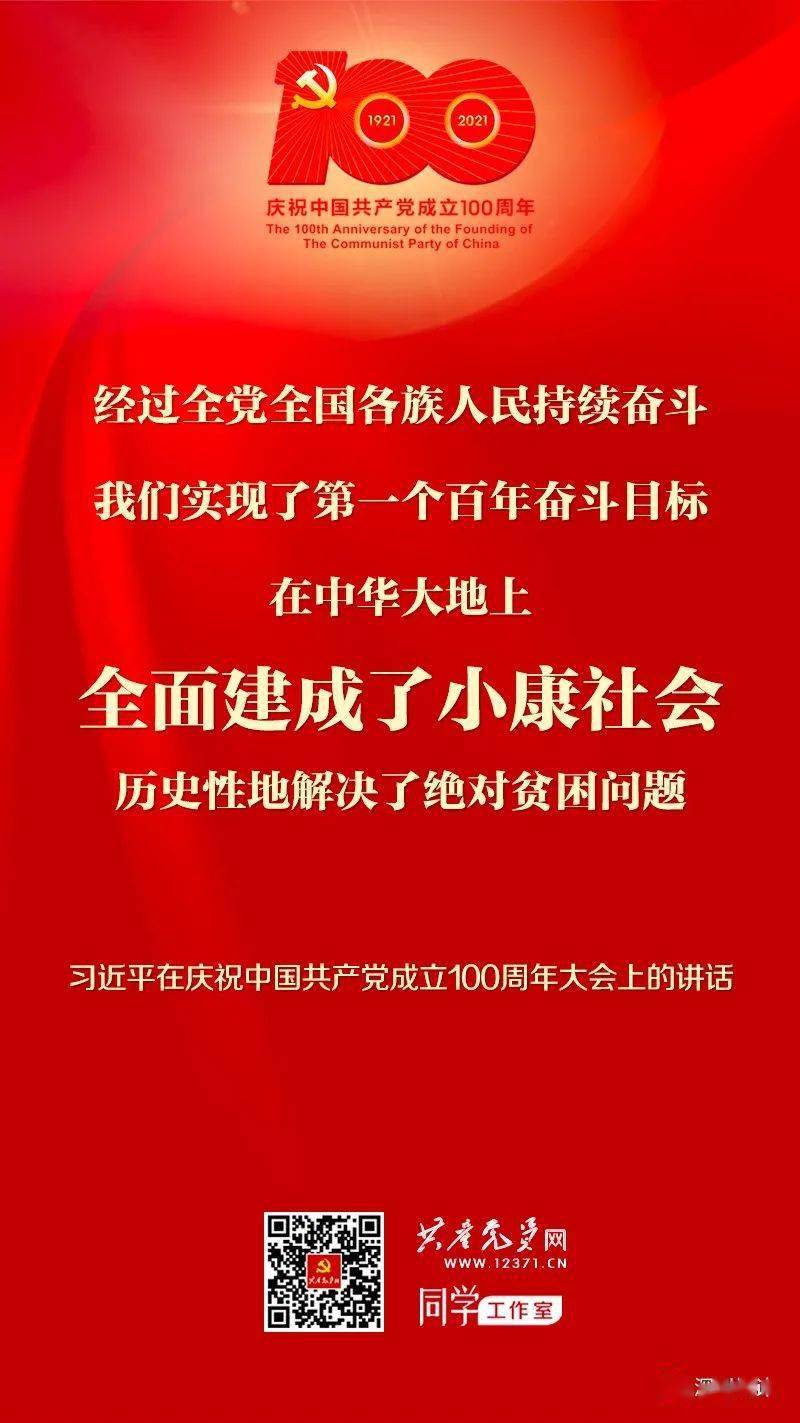 经过全党全国各族人民持续奋斗,我们实现了第一个百年奋斗目标,在