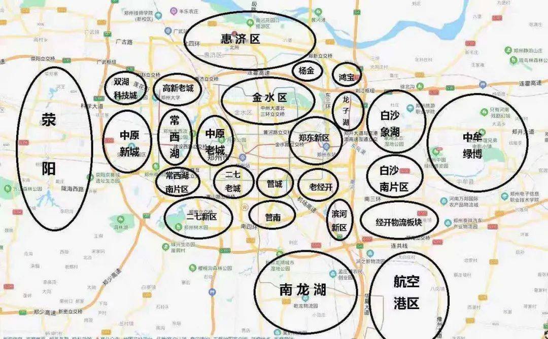 郑州各个区域分布图