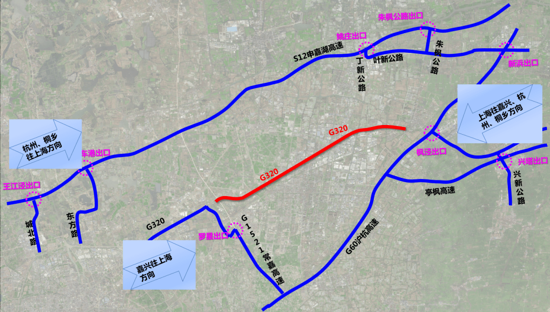 平湖往北方向:通过大云出口,利用常嘉高速,沪杭高速通行.