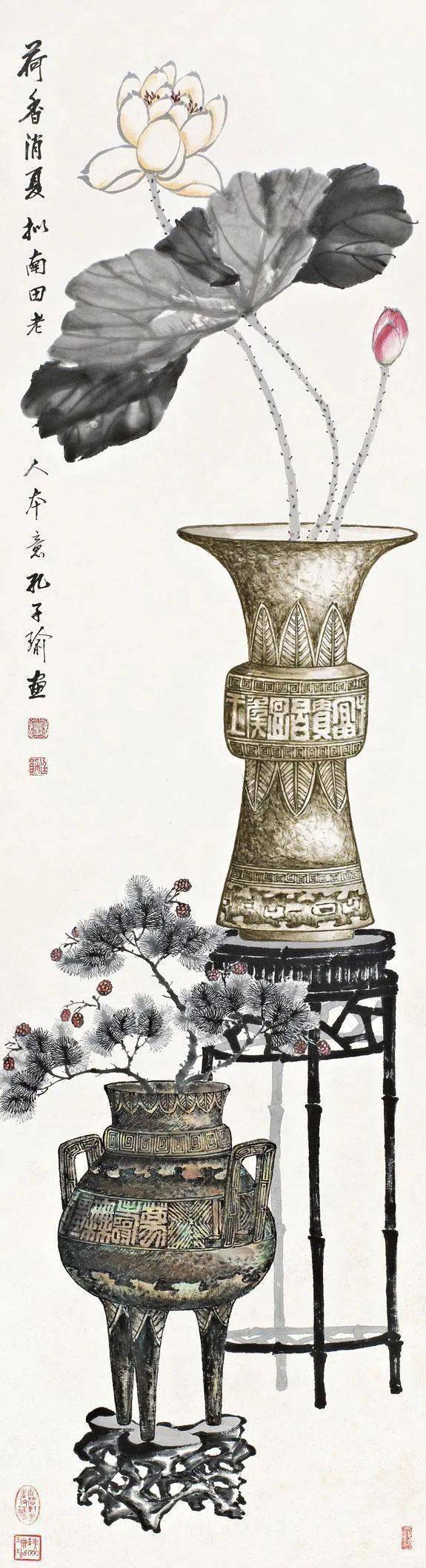 古朴典雅的花卉博古画