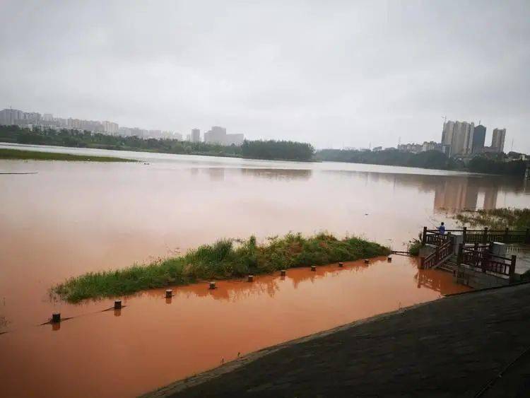 资阳昨晚一夜雨,九曲河沱江涨水了,一早很多人前去观看,要注意安全哦!