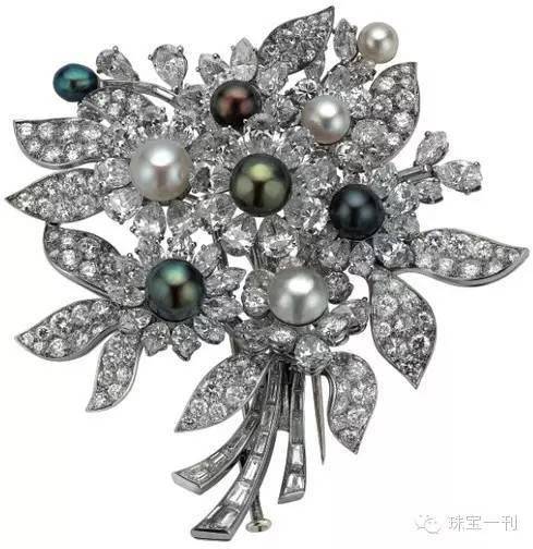 tiffany&co海星耳夹:珍珠,钻石,蓝宝石,设计师jean schlumberger为