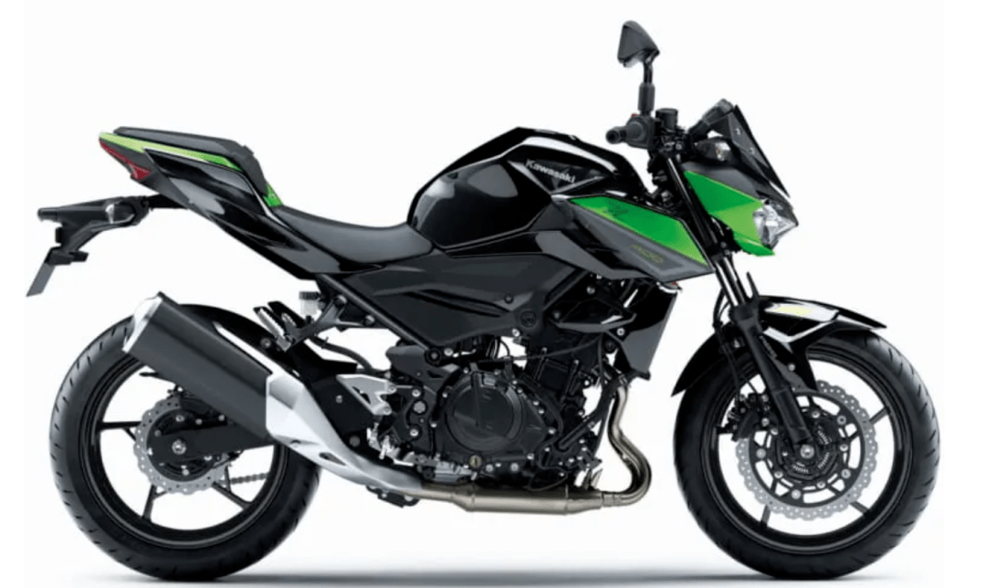 与新款ninja 400不同,新的z400提供的两种颜色是柠檬绿 黑色和白色