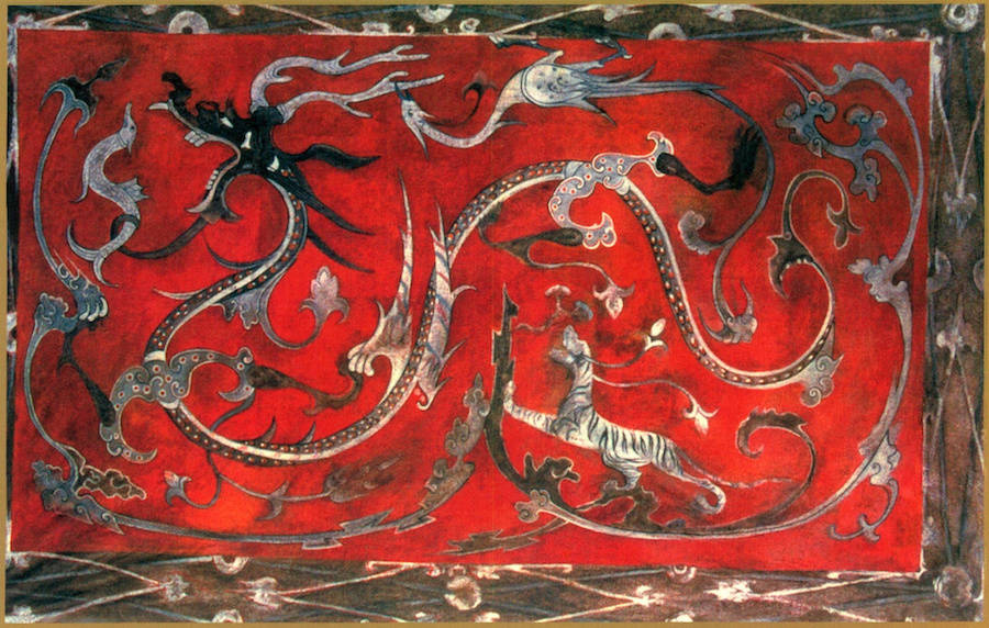 永城梁共王陵壁画摹本,《四神云气图》