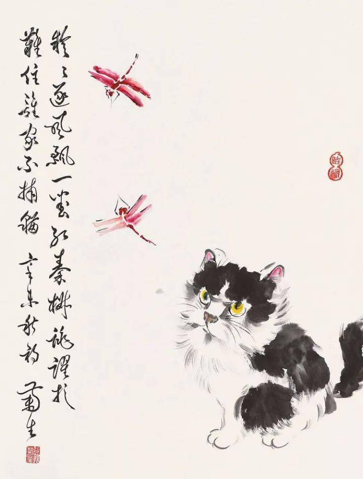 孙菊生画猫意趣盎然