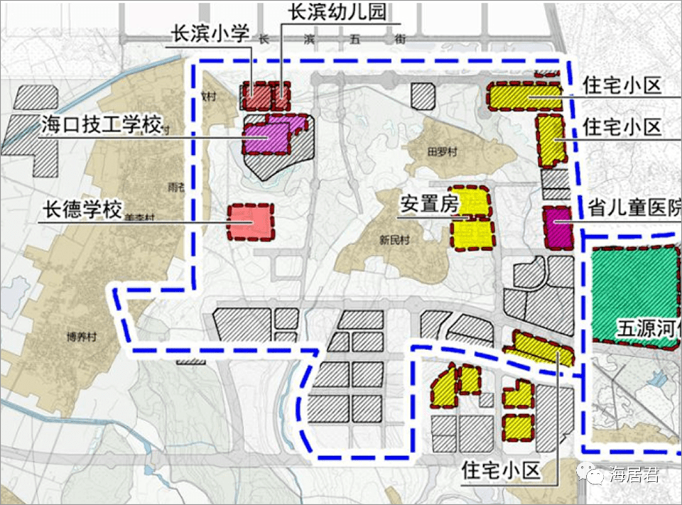 东起长滨路,南至海秀路,西至规划长阳