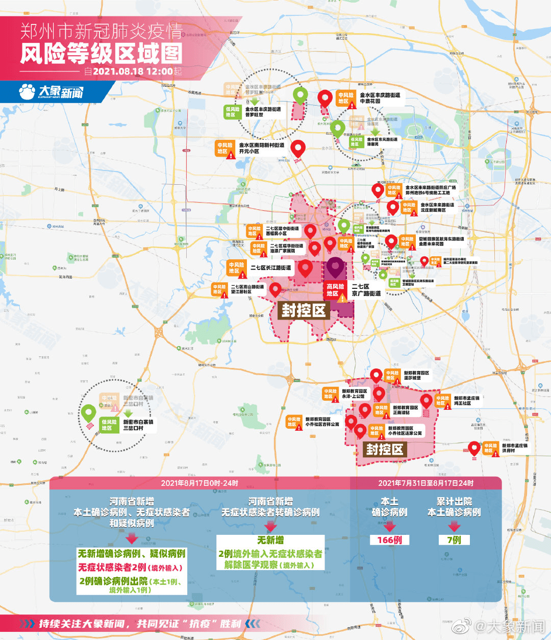 郑州6地转低风险,最新风险等级区域图来了