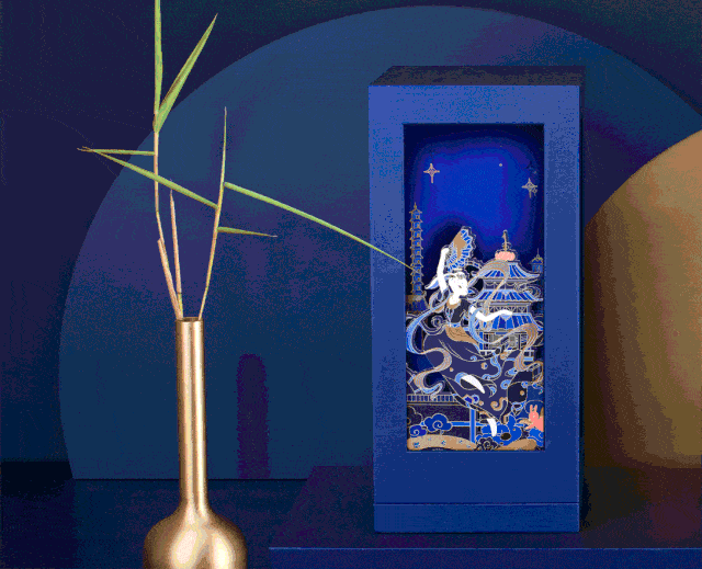 以镂空设计呈现插画中的飞天仙女  仿佛正悬浮于空中舞盛世,赏星云