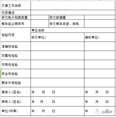 电子档案移交与接收登记表