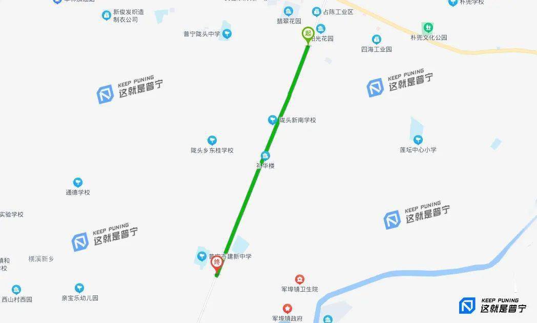 路线八:军埠大道占陇镇山家村路口至军埠镇新光路平交路口,全长3.1km.