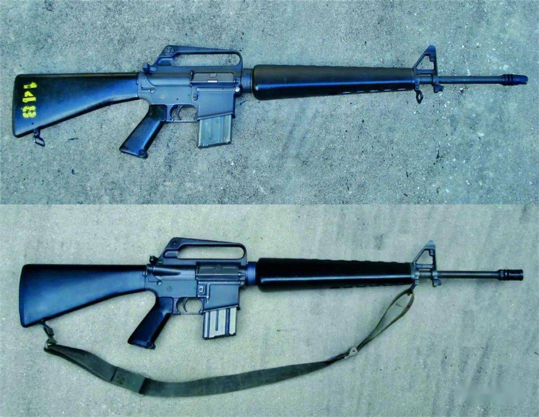 1 m16与m16a1步枪 m16a1是在m16基础上针对越南战争环境做出改良的