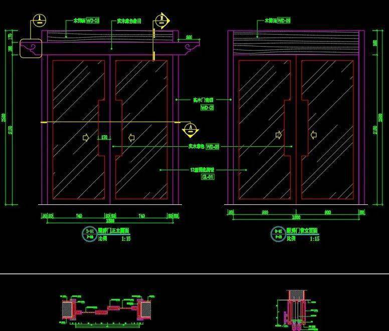 平开门节点部分预览地弹簧玻璃门节点部分预览《各类门cad节点详图