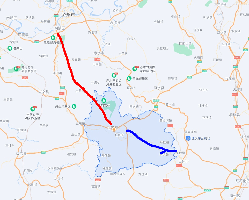 泸古高速 泸古金高速即成贵高速泸州至古蔺至金沙段.