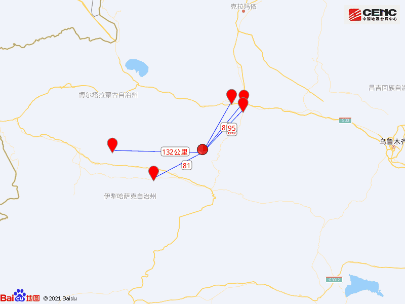 距独山子区86公里,距奎屯市95公里,距尼勒克县132公里,距胡杨河市116