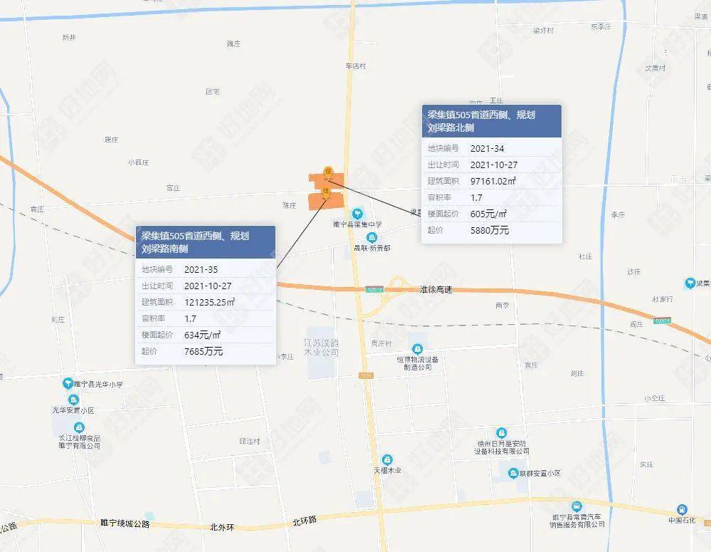 睢宁县梁集镇505省道西侧,规划刘梁路南侧(2021-35)地块,出让面积