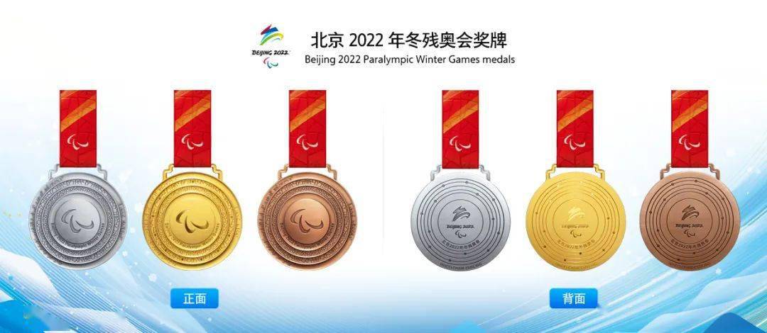 奖牌背面中心刻有北京冬残奥会会徽,周围刻有北京2022年冬残奥会中文