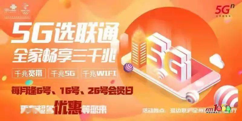 出门就用千兆5g,回家还用千兆宽带,千兆wifi,联通3000兆邀您共享美好