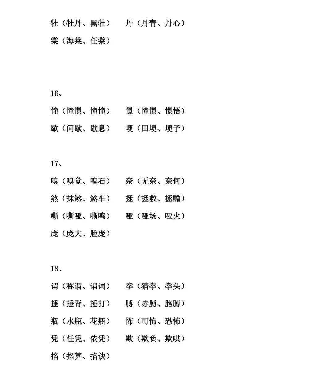 四年级上册语文生字组词汇总期末专项复习201213