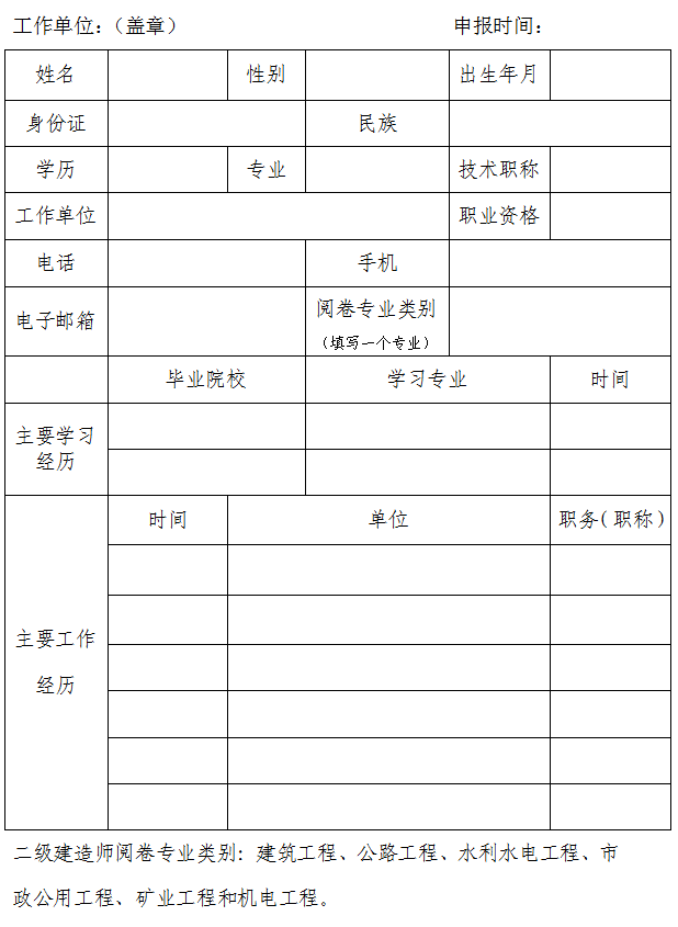 关于申报二级建造师,二级造价工程师职业资格考试阅卷专家的公告