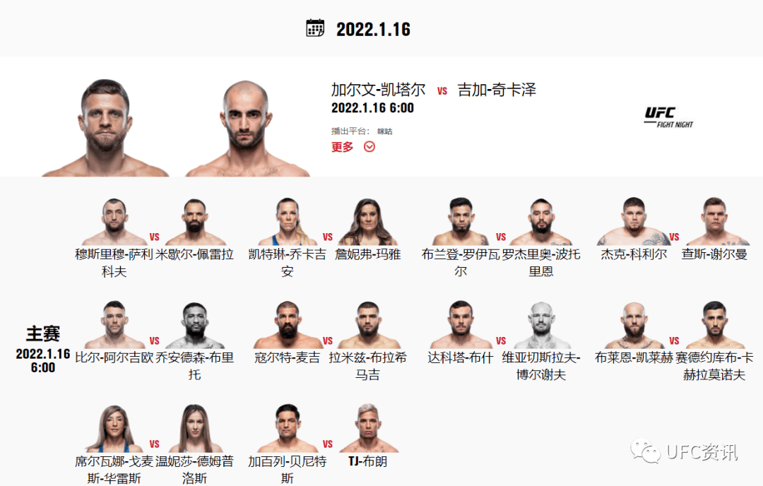 ufc今日讯16