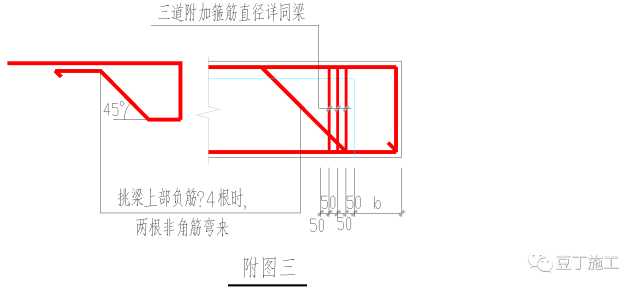 构造详见附图五:6,外墙转角处板上部附加钢筋,内墙阳角处板上部附加