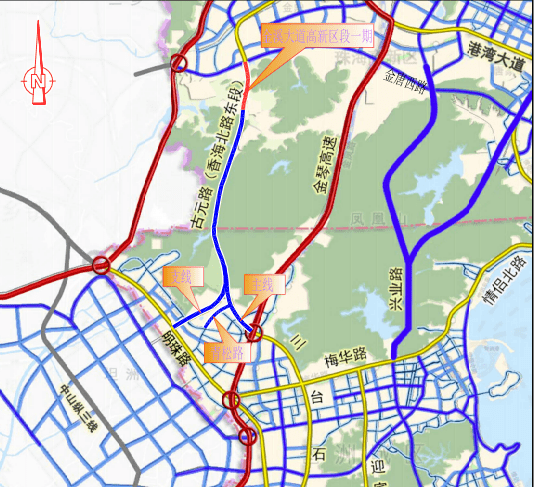 路线规划辐射珠海单从金溪大道的规划图来看,金溪大道走向为北起金唐