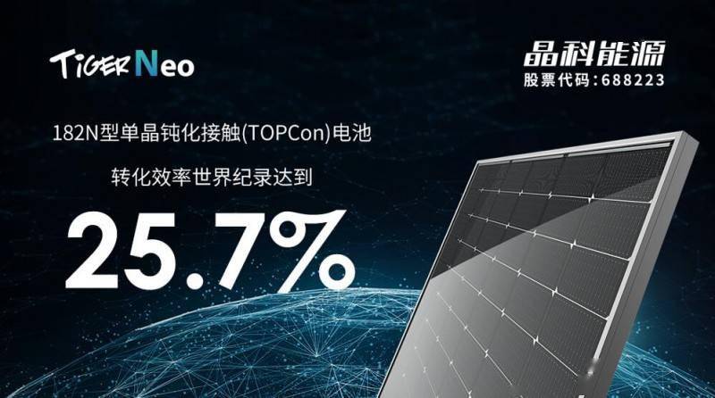 晶科能源高效n型单晶硅单结电池效率达257刷新世界纪录