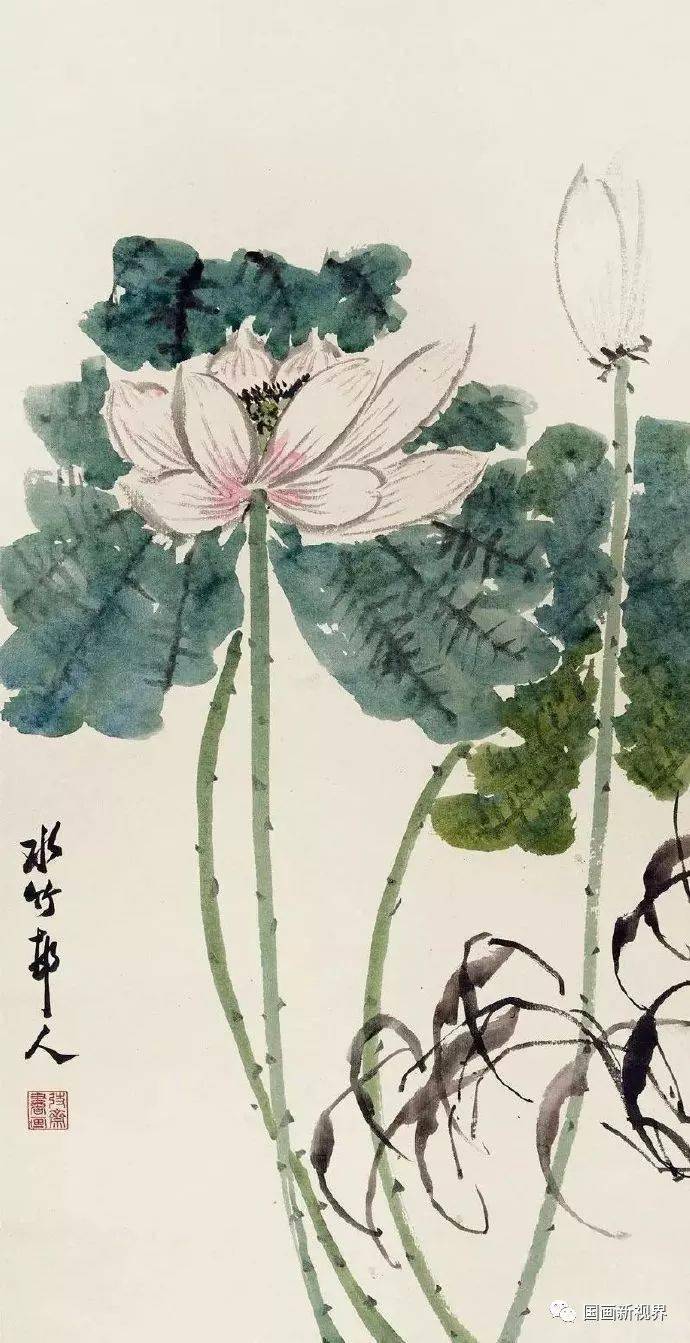荷花_谢稚柳_张大千