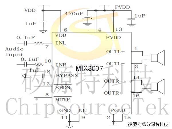 矽源特mix3007是无滤波器2*3w立体声d类音频放大器._系统_噪声_音箱