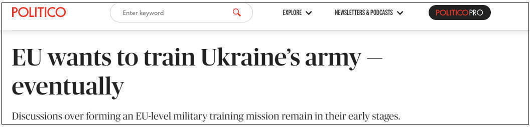欧盟准备给乌军提供培训，但“进展缓慢”