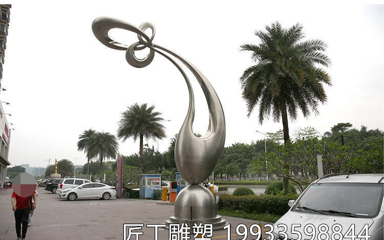 不锈钢抽象飞天雕塑 拉丝效果 写实境界