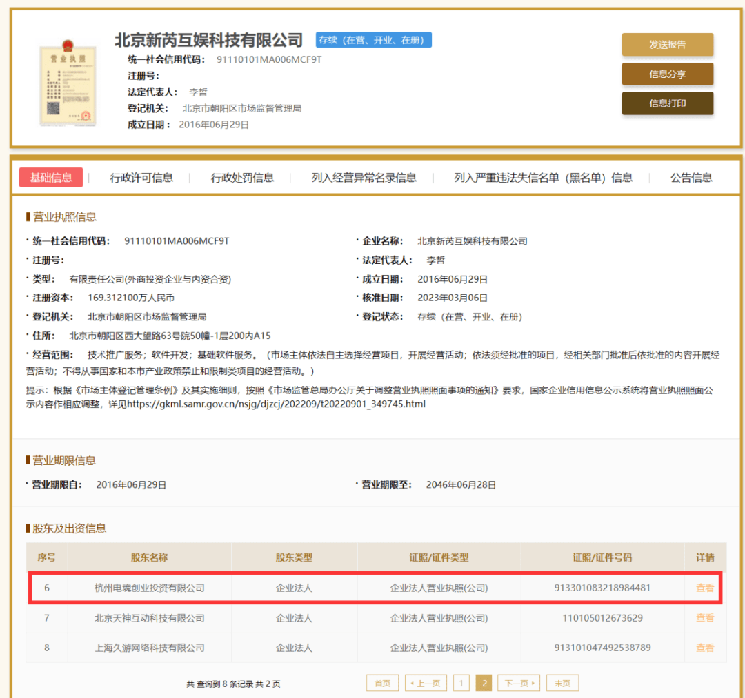 电魂入股新芮互娱，团队成立逾16年，曾研发《全民毁坏神》