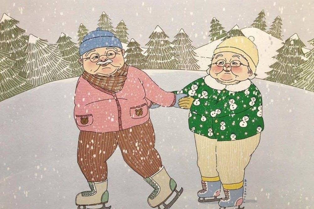 韩国插画家描绘「老夫老妻最长情告白!」