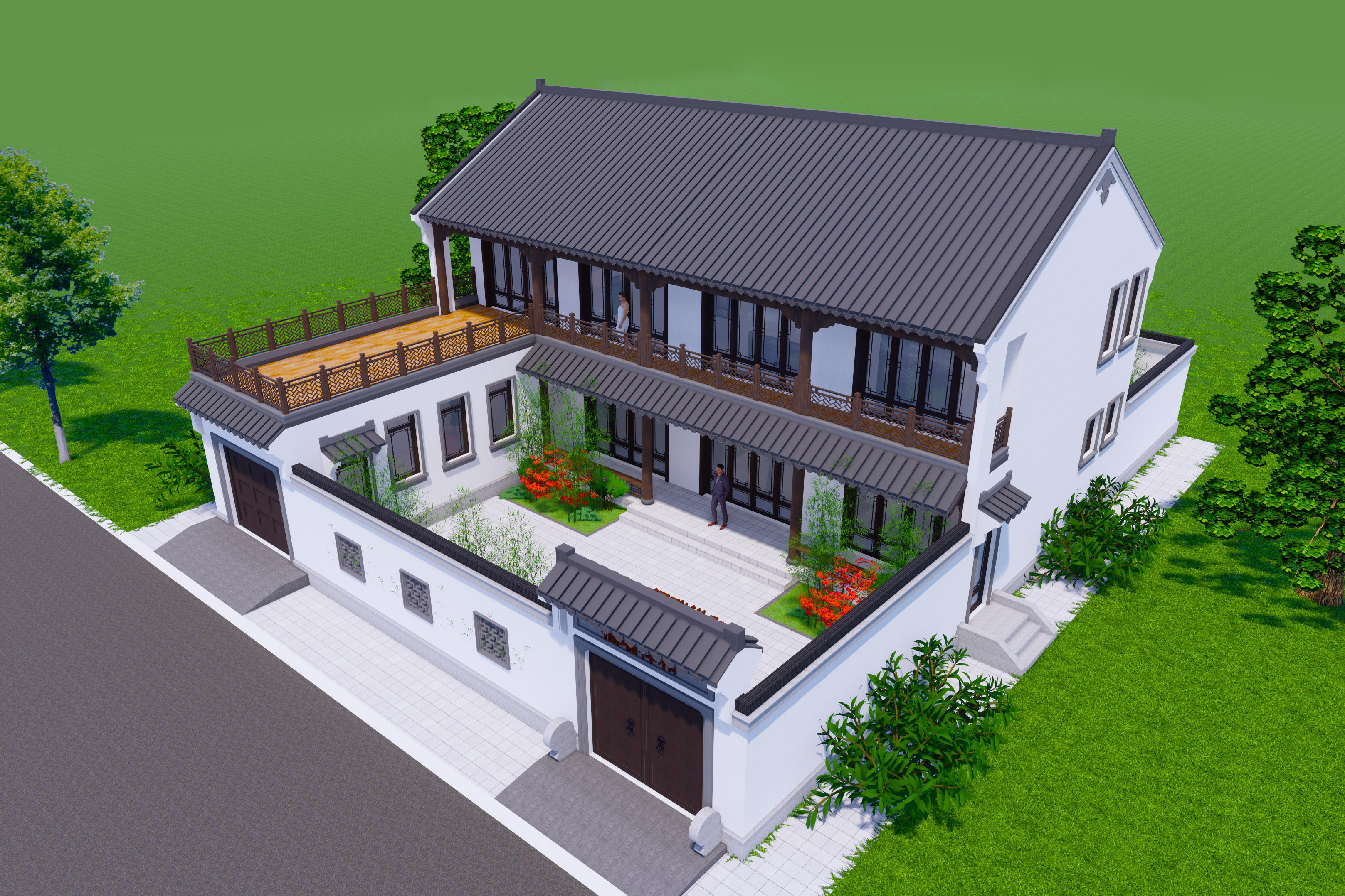 粉墙黛瓦,古风古韵,二层中式宅院改造设计!
