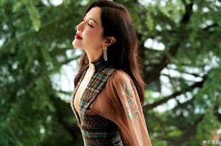 曾黎深V薄纱裙秀好身材