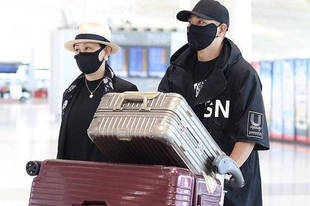赵文卓张丹露现身机场