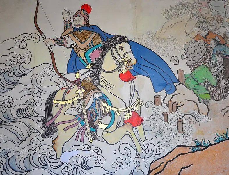 以壁画的形式,线描石刻的手法,展现了"西陵大战,擒董昌,大战狼山江